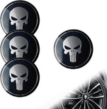 4 PCS Car Wheel Center Caps, 2.24" Cool Personalized Longtooth Skull Wheel Center Hub Cap Cover, Scratch-Resistant Anti-Rust Rim Sticker Accessory, Universal for Cars Tire Trim (Black)