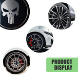 4 PCS Car Wheel Center Caps, 2.24" Cool Personalized Longtooth Skull Wheel Center Hub Cap Cover, Scratch-Resistant Anti-Rust Rim Sticker Accessory, Universal for Cars Tire Trim (Black)