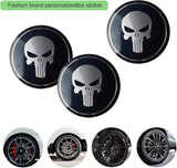 4 PCS Car Wheel Center Caps, 2.24" Cool Personalized Longtooth Skull Wheel Center Hub Cap Cover, Scratch-Resistant Anti-Rust Rim Sticker Accessory, Universal for Cars Tire Trim (Black)
