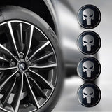 4 PCS Car Wheel Center Caps, 2.24" Cool Personalized Longtooth Skull Wheel Center Hub Cap Cover, Scratch-Resistant Anti-Rust Rim Sticker Accessory, Universal for Cars Tire Trim (Black)