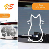 Cat Car Windshield Wiper Sticker, Cute Cartoon Tail Wagging Effect Wiper Sticker, Rear Windshield Waterproof Decorative Decal, Self-adhesive Exterior Accessory for Cars (White)