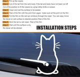 Cat Car Windshield Wiper Sticker, Cute Cartoon Tail Wagging Effect Wiper Sticker, Rear Windshield Waterproof Decorative Decal, Self-adhesive Exterior Accessory for Cars (White)