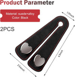 2 PCS Car Seat Headrest Hooks, Multifunctional Double Hanger & Phone Holder, Soft Suede Leather & Load-bearing Heart Shape Metal Hook, Back Seat Organizer for Most Cars (Black)
