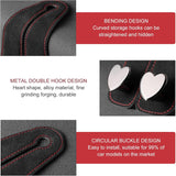 2 PCS Car Seat Headrest Hooks, Multifunctional Double Hanger & Phone Holder, Soft Suede Leather & Load-bearing Heart Shape Metal Hook, Back Seat Organizer for Most Cars (Black)