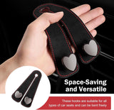 2 PCS Car Seat Headrest Hooks, Multifunctional Double Hanger & Phone Holder, Soft Suede Leather & Load-bearing Heart Shape Metal Hook, Back Seat Organizer for Most Cars (Black)