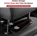 2 PCS Car Seat Headrest Hooks, Multifunctional Double Hanger & Phone Holder, Soft Suede Leather & Load-bearing Heart Shape Metal Hook, Back Seat Organizer for Most Cars (Black)