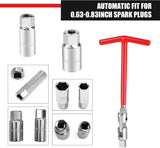 3 PCS Car Spark Plug Socket, 5/8" 13/16" T-handle Swivel Socket Kit, Non-slip Rotating Spark Plug Remover Installer Tool, Engine Maintenance Part for Cars Truck SUVs (Multicolored)