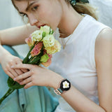 Flower Engraved Band and Stylish Metal Strap Compatible with Samsung Galaxy Watch 7 Band/FE 6 5 4 40mm 44mm,Galaxy Active 2, 20mm Watch Pretty Strap with Decorative Charms Accessories Women