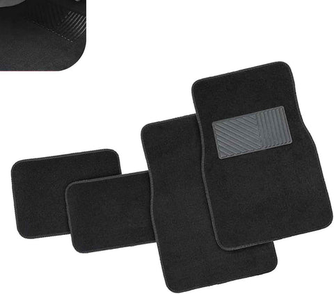 4 PCS Car Carpet Floor Mats, PVC Anti-slip Base Comfortable Carpet, Breathable Flame-retardant Floor Liner for All Weather, Interior Accessory for Cars SUVs Trucks (Black) In Australia - Darrahopens