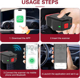 Car OBD2 Bluetooth Scanner, 25K80 Chip Fault Code Reader for Reset and Clear, Real-time Data Monitoring Tool with Freeze Frame, Universal Diagnostic Tool for IOS Android Windows (Black)