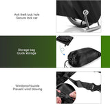Motorcycle Cover, Waterproof Sun-proof Cloth for All Seasons, Windproof Anti-scratch Shield with Lock‑hole & Buckle Strap, Full Coverage Outdoor Cover for Motorcycle E‑bike Scooter (Black)