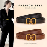 Genuine Leather Women‘s Belt 2-Pack - Classic Black & Dark Brown Dress Belt for Women - Trendy Casual Waist Belt for Jeans Trousers - 100cm In Australia - Darrahopens