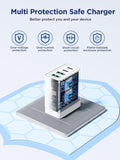 40W GaN 4-Port Fast Charger - 2A2C PD USB C Wall Charger Block for iPhone Samsung - Quick Charge 3.0 Adapter - AU Plug White - SAA Certified