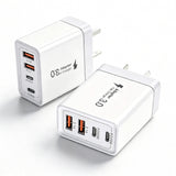 2 pack 40W GaN 4-Port Fast Charger - 2A2C PD USB C Wall Charger Block for iPhone Samsung - Quick Charge 3.0 Adapter - AU Plug White - SAA Certified