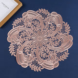 Embroidered Heat Insulation Placemat 6-Pack - Hollow Round PVC Table Mat with Lace Design - Anti-Slip Oil Proof Dining Mat for Kitchen Restaurant - Rose Gold 39cm In Australia - Darrahopens