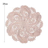 Embroidered Heat Insulation Placemat 6-Pack - Hollow Round PVC Table Mat with Lace Design - Anti-Slip Oil Proof Dining Mat for Kitchen Restaurant - Rose Gold 39cm In Australia - Darrahopens