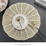 Embroidered Heat Insulation Placemat 6-Pack - Hollow Round PVC Table Mat with Lace Design - Anti-Slip Oil Proof Dining Mat for Kitchen Restaurant - Gold 38cm In Australia - Darrahopens