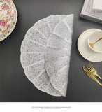 Embroidered Heat Insulation Placemat 6-Pack - Hollow Round PVC Table Mat with Lace Design - Anti-Slip Oil Proof Dining Mat for Kitchen Restaurant - Silver 38cm In Australia - Darrahopens