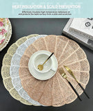 Embroidered Heat Insulation Placemat 6-Pack - Hollow Round PVC Table Mat with Lace Design - Anti-Slip Oil Proof Dining Mat for Kitchen Restaurant - Silver 38cm In Australia - Darrahopens