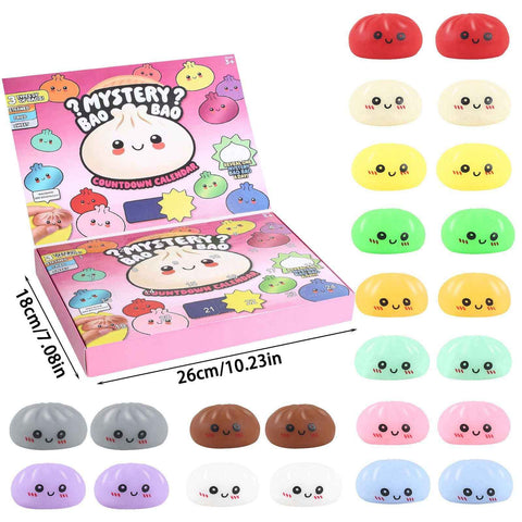 Fidget Squishy Stress Relief Toy 24-Pack - Mystery Dumpling Squishy Calendar Blind Box - Adult Decompression Squeeze Toy - Baozi 24pcs In Australia - Darrahopens