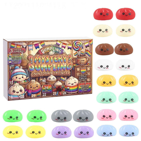 Fidget Squishy Stress Relief Toy - Mystery Dumpling Squishy Calendar Blind Box - Adult Decompression Squeeze Toy - GJ857 In Australia - Darrahopens