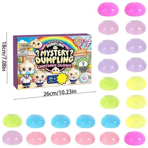 Adult Squishy Stress Relief Toy 24-Day Countdown Surprise Set - Mystery Dumpling Squeeze Calendar Gift Box - Decompression Toy - GJ876-001 In Australia - Darrahopens