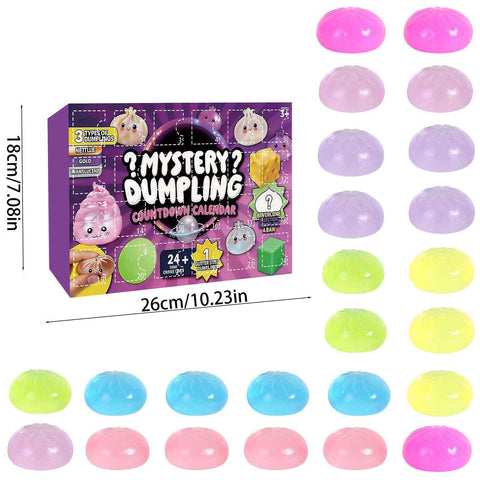 Adult Squishy Stress Relief Toy 24-Day Countdown Surprise Set - Mystery Dumpling Squeeze Calendar Gift Box - Decompression Toy - GJ876-010 In Australia - Darrahopens
