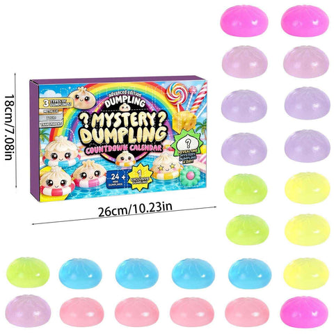 Adult Squishy Stress Relief Toy 24-Day Countdown Surprise Set - Mystery Dumpling Squeeze Calendar Gift Box - Decompression Toy - GJ876-011 In Australia - Darrahopens