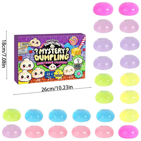 Adult Squishy Stress Relief Toy 24-Day Countdown Surprise Set - Mystery Dumpling Squeeze Calendar Gift Box - Decompression Toy - GJ876-014 In Australia - Darrahopens