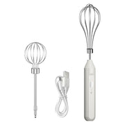 Wireless Electric Egg Beater - USB Rechargeable Handheld Mixer for Baking Whisking Frothing - 304 Stainless Steel Portable Kitchen Tool - White 3 Speeds
