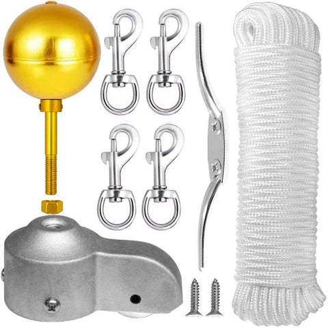 Flagpole Hardware Repair Parts Kit - White Aluminum Flag Pole Accessories with Mounting Clips - 8-Piece Set In Australia - Darrahopens