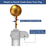 Flagpole Hardware Repair Parts Kit - White Aluminum Flag Pole Accessories with Mounting Clips - 8-Piece Set
