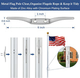 Flagpole Hardware Repair Parts Kit - White Aluminum Flag Pole Accessories with Mounting Clips - 8-Piece Set