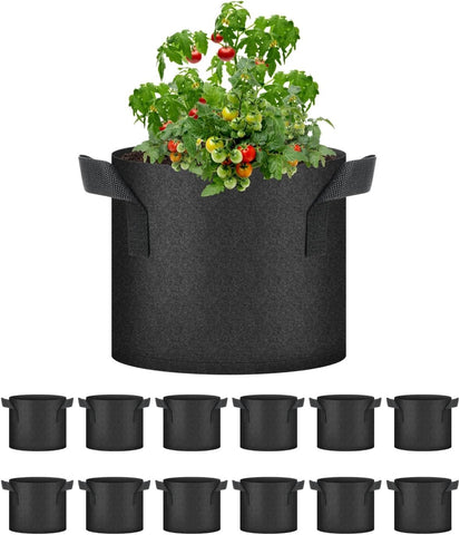 HealSmart 6-Pack 3 Gallon Nonwoven Grow Bags - Aeration Fabric Pots with Handles for Garden Fruits Vegetables Flowers - Black In Australia - Darrahopens