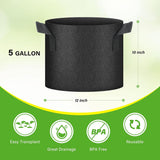 HealSmart 6-Pack 5 Gallon Nonwoven Grow Bags - Aeration Fabric Pots with Handles for Garden Fruits Vegetables Flowers - Black In Australia - Darrahopens