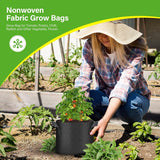 HealSmart 6-Pack 5 Gallon Nonwoven Grow Bags - Aeration Fabric Pots with Handles for Garden Fruits Vegetables Flowers - Black