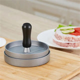 Aluminum Wooden Handle Hamburger Press - 170g Meat Patty Maker with Non-Stick Surface - Burger Press for Kitchen BBQ - Red Wood Handle Matte In Australia - Darrahopens