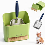 Aluminum Cat Litter Scoop Set - 2-in-1 Pet Waste Shovel with Storage Stand - Durable Non-Stick Litter Box Accessory for Cats In Australia - Darrahopens