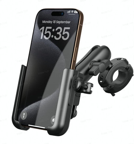 All Metal Motorcycle Phone Mount - [Anti Shake] [Extendable Arm] Bike Phone Holder Handlebar Clamp, Bicycle Cell Phone Mount, 4.7-7.2" Phones