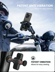 All Metal Motorcycle Phone Mount - [Anti Shake] [Extendable Arm] Bike Phone Holder Handlebar Clamp, Bicycle Cell Phone Mount, 4.7-7.2" Phones