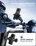 All Metal Motorcycle Phone Mount - [Anti Shake] [Extendable Arm] Bike Phone Holder Handlebar Clamp, Bicycle Cell Phone Mount, 4.7-7.2" Phones