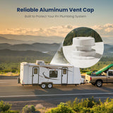 RV Plumbing Vent Cap - Aluminum Trailer Roof Pipe Vent Cover - Weatherproof Durable Replacement for RV Camper Motorhome - Black 2-Pack