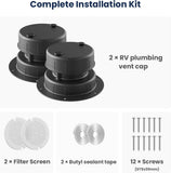 RV Plumbing Vent Cap - Aluminum Trailer Roof Pipe Vent Cover - Weatherproof Durable Replacement for RV Camper Motorhome - White 2-Pack