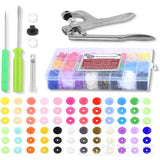 360pcs Plastic Snap Fasteners Kit - 24 Colors Resin Invisible Buttons with Tool - Sewing Snaps for Clothing Crafts - 12mm