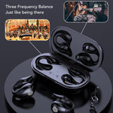 Open Ear Bluetooth Earbuds HiFi Noise Cancelling Waterproof Clip On Wireless Earphone for Cycling Driving Sports