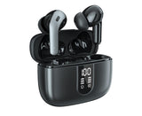 True Wireless Earbuds - LED Power Display - Bluetooth Earphones with Charging Case and Mic