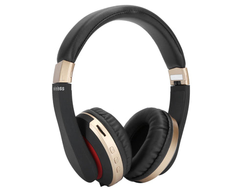 Foldable Bluetooth Headset Wireless Over Ear Stereo Headsets with Mic Gaming HeadphoneGold