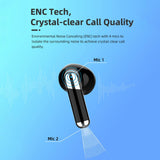 Language Translator Earbuds Bluetooth 5.3 Support 144 Languages Wireless Translator Earphone with Transparent Case Black
