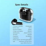Language Translator Earbuds Bluetooth 5.3 Support 144 Languages Wireless Translator Earphone with Transparent Case Black