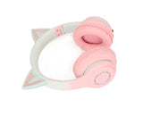 Cat Ear Bluetooth Gaming Headphones Wireless Foldable Music Headset with LED Light Detachable Microphone 3.5mm Cable Pink